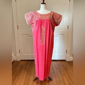 XL San Antonino Maxi Dress,Oax,Mexican dress Hand Embroidered with Silk threads.